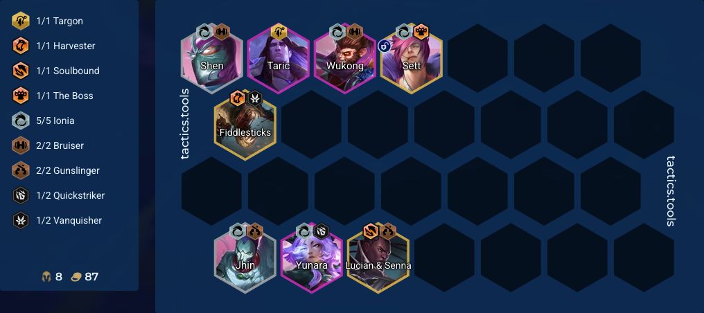 5 Ionia, 2 Bruiser, 2 Gunslinger, 1 Targon - TFT Team Builder Set 16